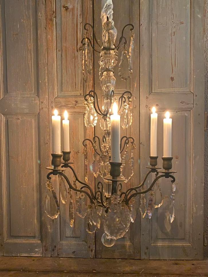 Schitterende Antiek franse kroonluchter, Huis en Inrichting, Lampen | Kroonluchters, Zo goed als nieuw, Glas, Ophalen