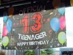 13e verjaardag tiener banner spandoek 150 x 100 cm, Ophalen of Verzenden, Zo goed als nieuw, Versiering, Verjaardag