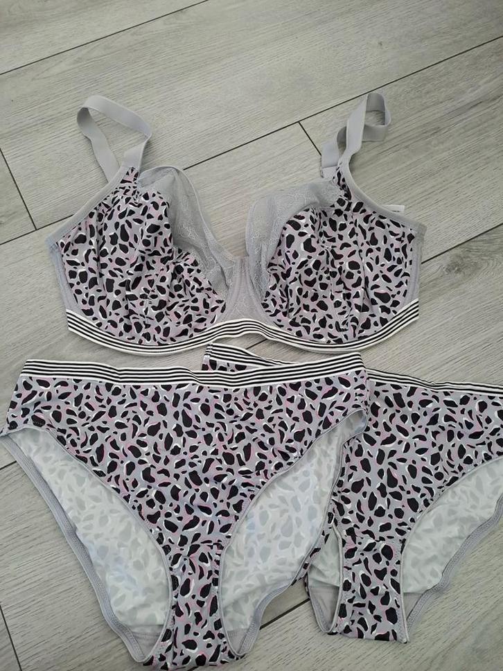 3 delige Freya set cup 80K slips in L en XL, Kleding | Dames, Ondergoed en Lingerie, Setje, Grijs, Ophalen of Verzenden