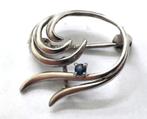 Andreas Daub zilveren broche met saffier (6672-2148), Ophalen, Zo goed als nieuw, Met edelsteen, Zilver