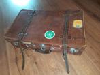 Vintage echt leren koffer, jaren 50' 60' 70' golden leaf, Ophalen of Verzenden, Gebruikt, Leer