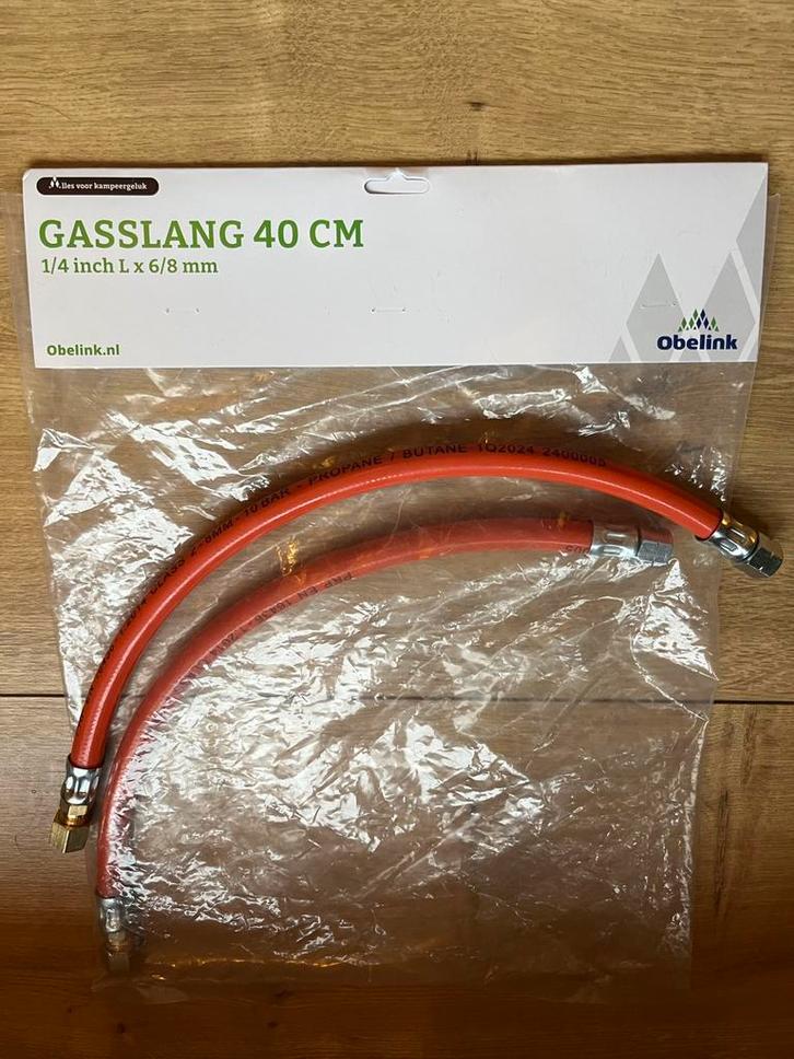 2 stuks gasslang 1/4" links x 8 mm - 40 cm (Obelink), Caravans en Kamperen, Camper-accessoires, Nieuw, Ophalen