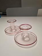 Te koop: 2 roze glazen kandelaars van Hay, Ophalen of Verzenden, Zo goed als nieuw, Overige materialen, Minder dan 25 cm