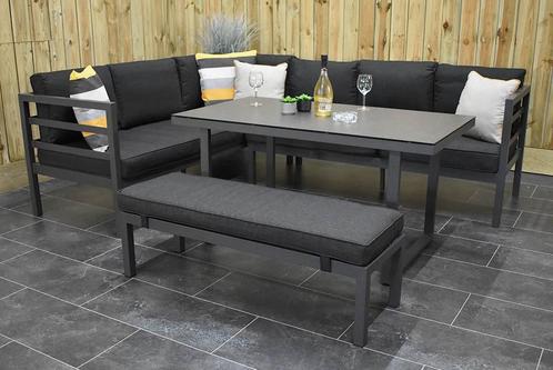 Nevada Loungeset Hoekbank met Ligbed Functie Hoge Tafel ZOME, Tuin en Terras, Tuinsets en Loungesets, Nieuw, Loungeset, Aluminium