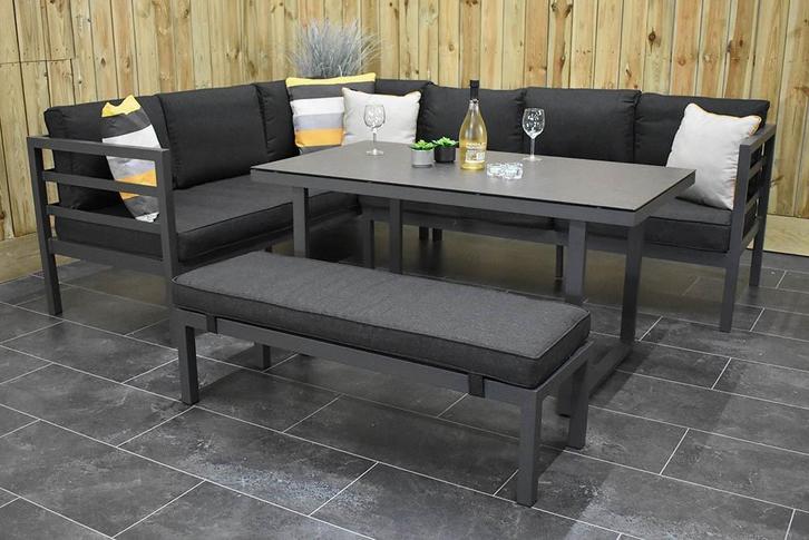 Nevada Loungeset Hoekbank met Ligbed Functie Hoge Tafel WINT, Tuin en Terras, Tuinsets en Loungesets, Nieuw, Loungeset, Aluminium