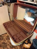 Vintage make-up koffer met spiegel, Ophalen, Gebruikt, Beige, Met spiegeltje(s)