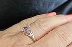 Gouden Vintage ring edelsteen amethist en diamant. 2025/326., Ophalen of Verzenden, Goud, Ring, Met edelsteen