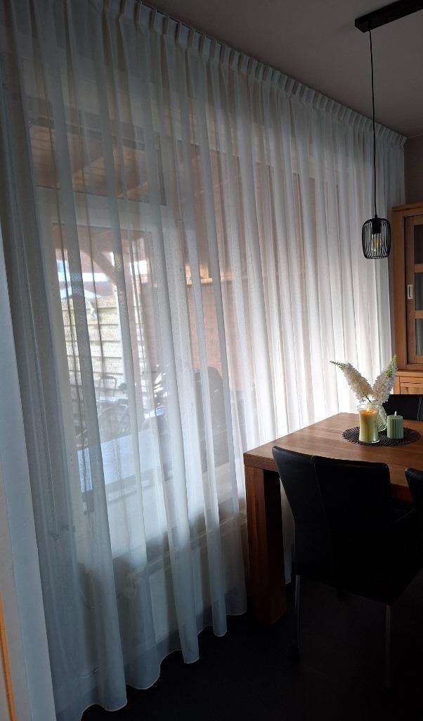 2 stuks lange vitrages off white, Huis en Inrichting, Stoffering | Gordijnen en Lamellen, Gebruikt, 200 cm of meer, 200 cm of meer