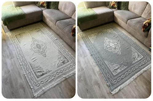 Kleedje 126x210 die je aan beide kanten gebruiken wit grijs, Huis en Inrichting, Stoffering | Tapijten en Kleden, 100 tot 150 cm