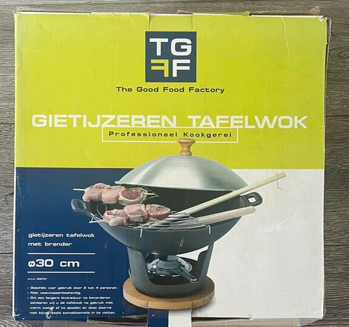 gietijzeren tafelwok met brander 30 cm, Tuin en Terras, Barbecue-accessoires, Zo goed als nieuw, Ophalen