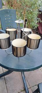 Hanglamp met 5 lampen, Huis en Inrichting, Lampen | Lampenkappen, Ophalen, Rond, Beige, Zo goed als nieuw
