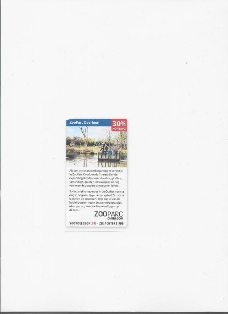 Kortingsbon: ZooParc Overloon, Tickets en Kaartjes, Kortingen en Cadeaubonnen, Drie personen of meer, Overige typen, Kortingsbon