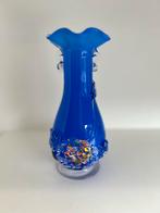 Murano Vaas Blauw - 20cm, Gebruikt, Blauw, Ophalen of Verzenden, Glas