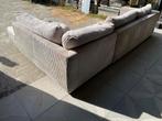 !!ACTIE!! Beige Ribstof Hoekbank, gratis levering, 250 tot 300 cm, Gebruikt, Hoekbank, Vierpersoons of meer