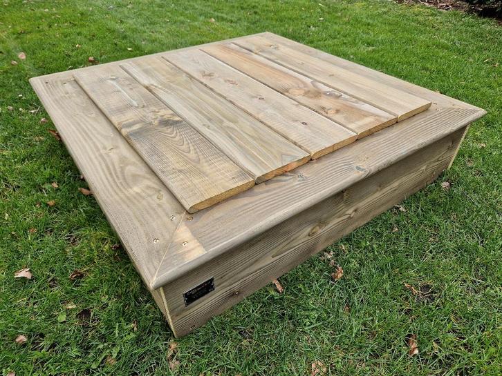 HOUTEN ZANDBAK 100x100 incl deksel kant en klaar geleverd, Kinderen en Baby's, Speelgoed | Buiten | Zandbakken, Nieuw, Ophalen