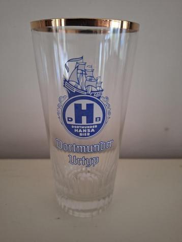 Dortmunder Hansa Bierglas met gouden ribbels  beschikbaar voor biedingen