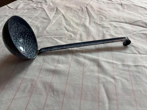 Grijs gewolkt emaille - Soeplepel, Antiek en Kunst, Antiek | Emaille, Ophalen of Verzenden
