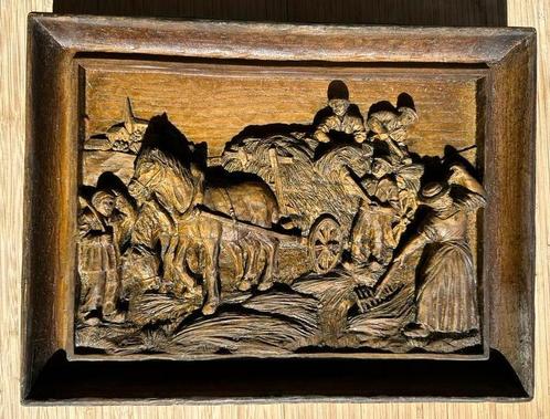 TEAB Reliëf “schilderij” houtsnijwerk door Mariot, Huis en Inrichting, Woonaccessoires | Wanddecoraties, Zo goed als nieuw, Ophalen of Verzenden