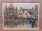 Gesigneerde kleurenets Willy Heusser – Brugge – genummerd 40, Antiek en Kunst, Kunst | Etsen en Gravures, Ophalen of Verzenden