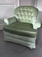 Drexel Engels klassiek gecapitoneerd fauteuiltje zacht groen, Ophalen, Zo goed als nieuw, Stof, 50 tot 75 cm