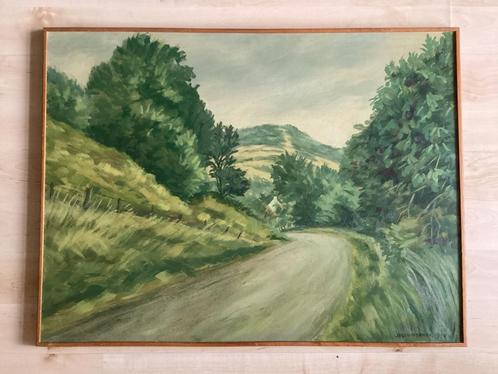 Schilderij, landschap, olieverf, J. F. Geusebroek, vintage, Antiek en Kunst, Kunst | Schilderijen | Klassiek, Ophalen