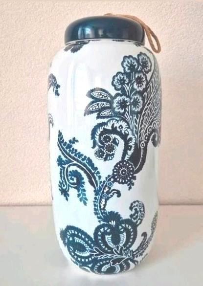 Grote Chinese Vaas met deksel, Huis en Inrichting, Woonaccessoires | Vazen, Zo goed als nieuw, Wit, Minder dan 50 cm, Aardewerk of Porselein