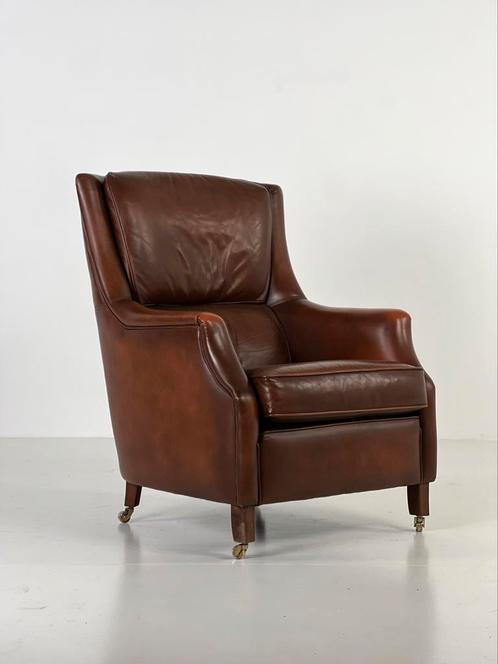Fauteuil leder klassiek, Huis en Inrichting, Fauteuils, Gebruikt, 75 tot 100 cm, Ophalen