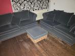 Bankstel + hocker, Huis en Inrichting, Ophalen, Gebruikt, Riet of Rotan, 75 tot 100 cm