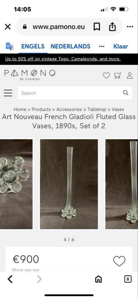 Art Nouveau Gladiole fluted Vaas, Antiek en Kunst, Antiek | Vazen, Ophalen of Verzenden