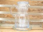 Glazen kan met drinkglas en onderzetter 35881