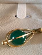 Prachtige geel gouden hanger met Jade, Sieraden, Tassen en Uiterlijk, Broches, Ophalen of Verzenden, Zo goed als nieuw, Geel, Goud