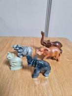 Set van 5 beeldjes: olifanten, kat, speksteen en hout, Ophalen of Verzenden