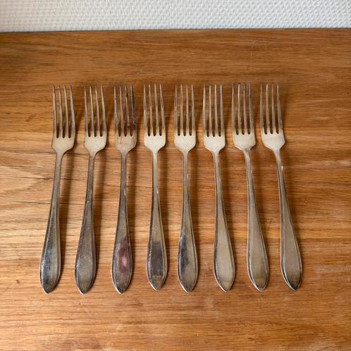 8x Vintage Gero 90 G-Z Puntfilet Dinervorken, Bestekset, Antiek en Kunst, Antiek | Bestek, Ophalen of Verzenden