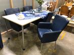 4x stoel blauw leer WD-028 363, Ophalen, Blauw, Leer, Zo goed als nieuw