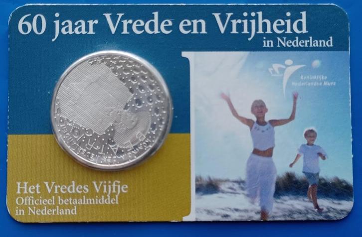 Nederland 2005 Coincard - 5 Euro 60 Jaar Vrede en Vrijheid, Postzegels en Munten, Munten | Nederland, Setje, Euro's, Koningin Beatrix