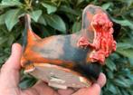 Bonsai pot handgemaakt JPC grijs-oranje ‘Kikker’ 15,5x8,2-35, Tuin en Terras, Bloempotten, Rond, Nieuw, Ophalen of Verzenden, Minder dan 25 cm