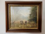 Schilderij Wilde Zwijnen in Bos - Peter Motz, Antiek en Kunst, Kunst | Schilderijen | Klassiek, Ophalen
