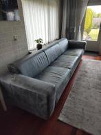 5 zits leren bank blauw/grijs, Ophalen, Gebruikt, Leer