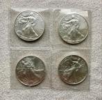 Vier 1 troy ounce zilveren American Eagle munten 2021, Postzegels en Munten, Edelmetalen en Baren, Ophalen of Verzenden, Zilver