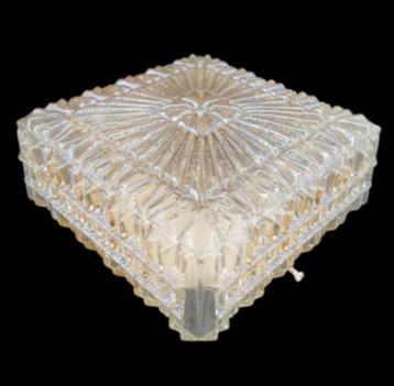 2217 Vintage amber kleurige glazen plafonniere plafondlamp beschikbaar voor biedingen