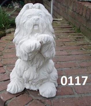 Hond met strik, Tuin en Terras, Tuinbeelden, Nieuw, Dierenbeeld, Beton, Ophalen