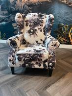 Fauteuil zwart wit bloem, Huis en Inrichting, Fauteuils, Ophalen, Gebruikt, 75 tot 100 cm, 50 tot 75 cm
