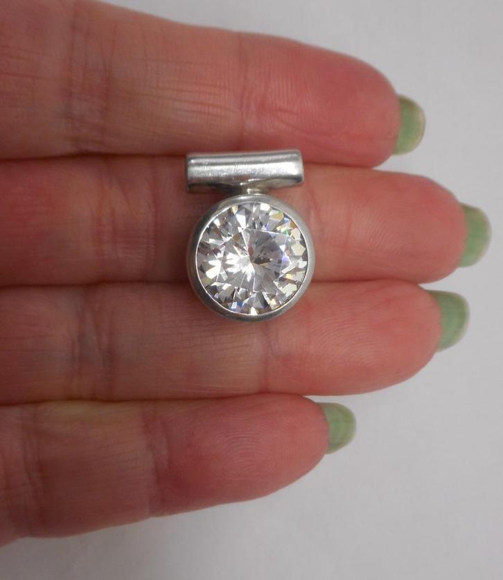 Zilveren Ti Sento hanger met heldere steen nr.1691, Sieraden, Tassen en Uiterlijk, Kettinghangers, Zo goed als nieuw, Zilver, Zilver