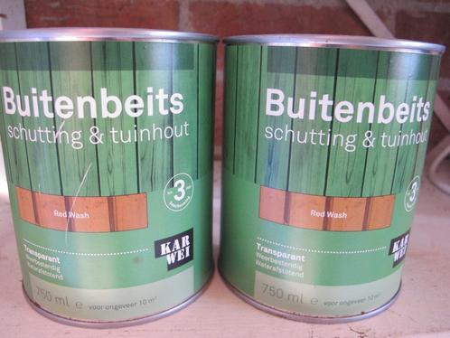 2 blikken buitenbeits Red Wash 750 ml, Doe-het-zelf en Verbouw, Verf, Beits en Lak, Nieuw, Beits, Minder dan 5 liter, Overige kleuren