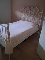 Bed 140 bij 200, Ophalen, Wit, Tweepersoons, 140 cm