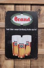 Brand bier Limburg glazen reclamebord van metaal wandbord, Verzamelen, Biermerken, Ophalen of Verzenden, Nieuw, Reclamebord, Plaat of Schild