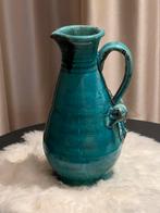 Turquoise vaas nieuw!!!, Blauw, Ophalen of Verzenden, Minder dan 50 cm, Glas