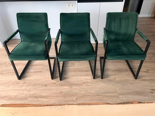 Kick collection Jim eetkamerstoel groen velvet, Huis en Inrichting, Stoelen, Zo goed als nieuw, Drie, Stof, Overige kleuren, Ophalen