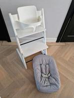 Witte stokke tripp trapp / trip trap + bsbyset en newborn, Ophalen of Verzenden, Gebruikt, Meegroeistoel, Stoelverkleiner