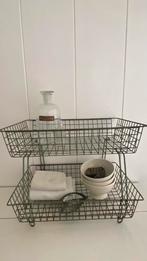 Oud frans winkelrek oude brocante keukenrek draadmand rek, Ophalen